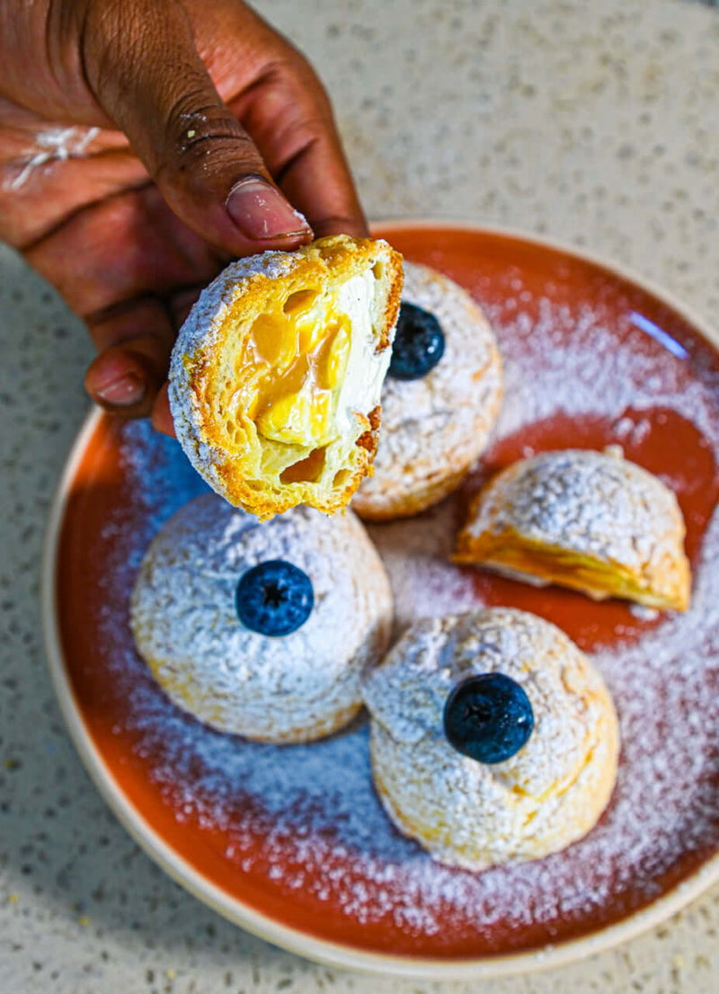 Choux au Craquelin with Vanilla Crème & Salted Caramel Filling