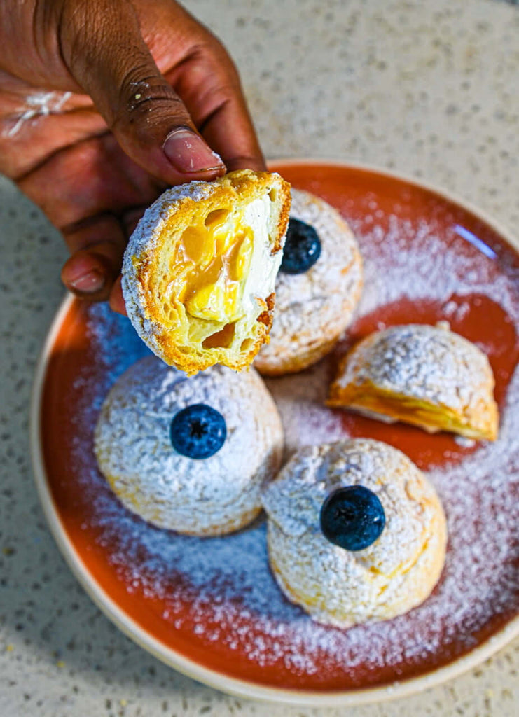 Choux au Craquelin with Vanilla Crème & Salted Caramel Filling