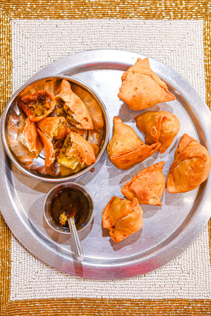Potato Samosas With Tamarind & Jaggery Chutney