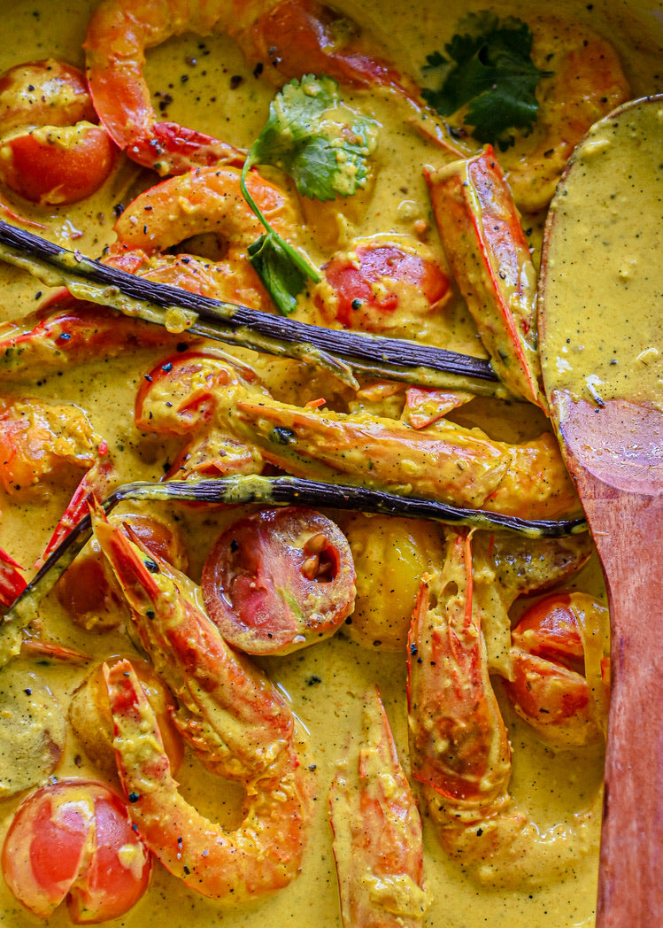 Paradise Prawns with Andapa Vanilla & Golden Coconut Curry