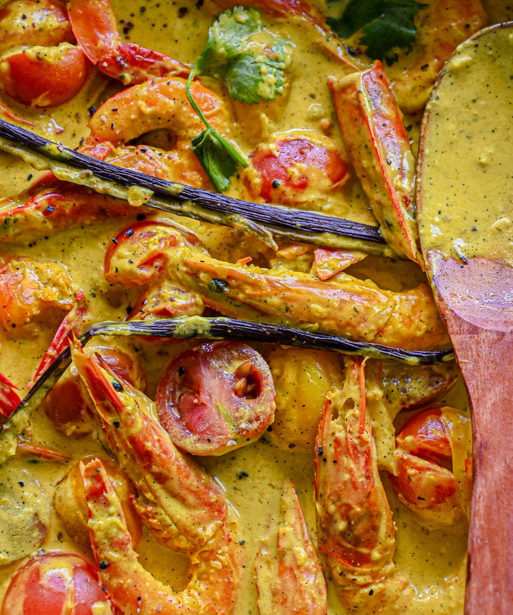 Paradise Prawns with Andapa Vanilla & Golden Coconut Curry