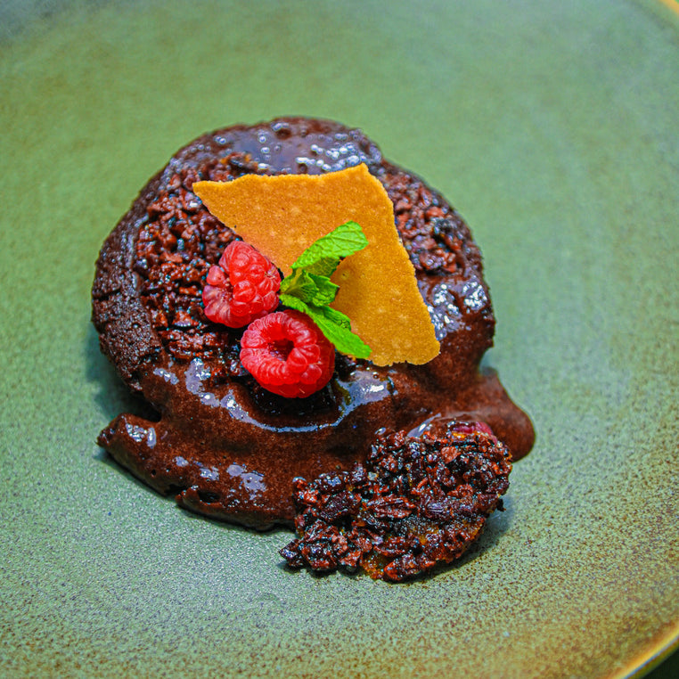 Double Cacao Fondant With Raw Cacao Nibs Tuile