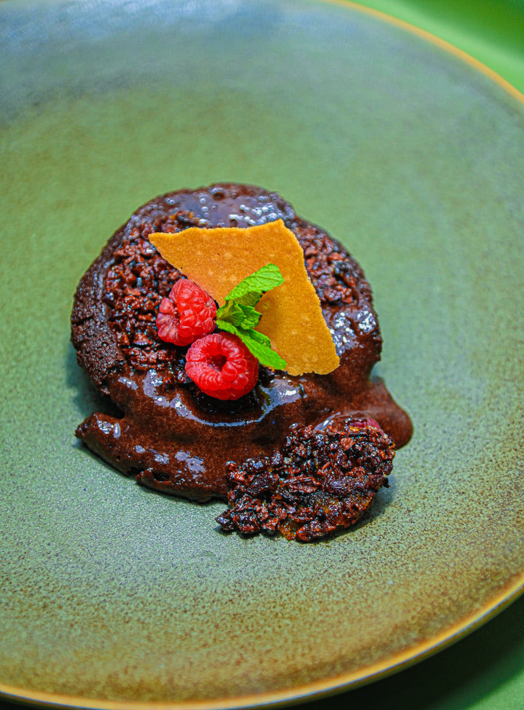 Double Cacao Fondant With Raw Cacao Nibs Tuile
