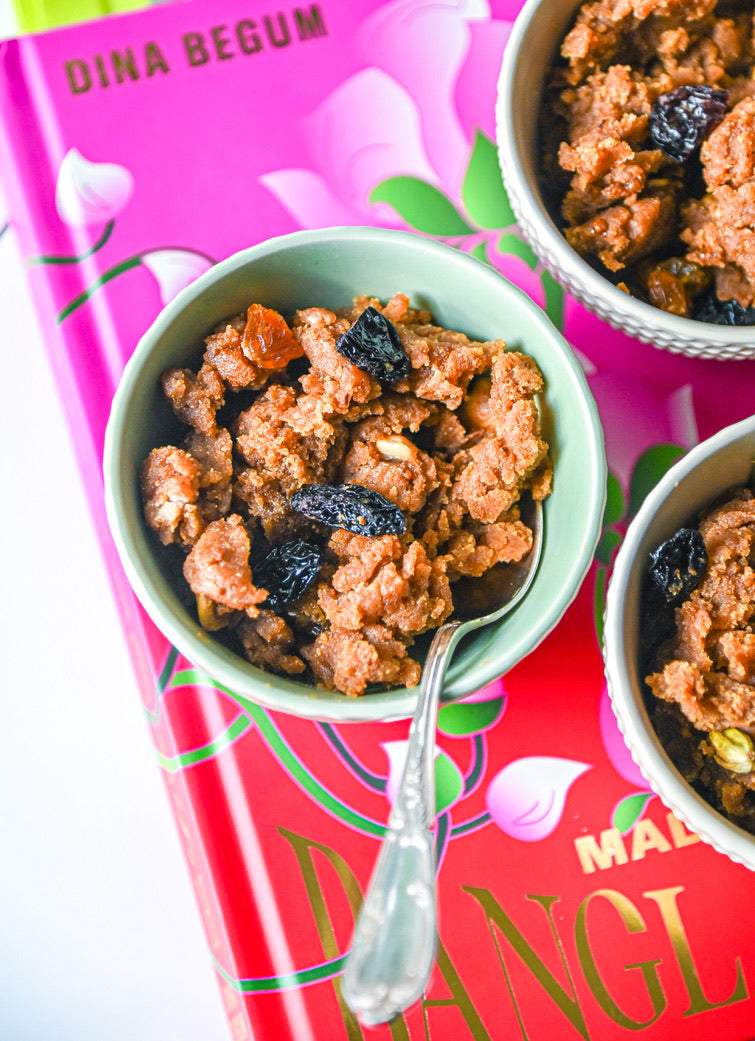 Dina Begum's 'Tusha Shinni' ~ Spiced Wheat Flour Halwa with Raisins