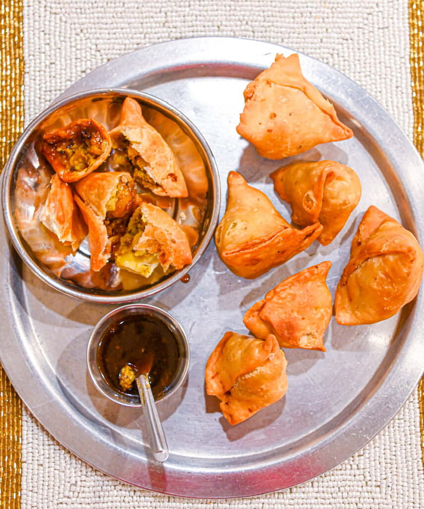 Potato Samosas With Tamarind & Jaggery Chutney